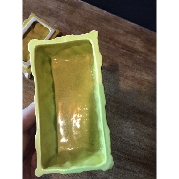 Miramar of California Bamboo Ceramic Tiki MCM Pottery Trinket Dish & Lid 1950's - Picture 6 of 11